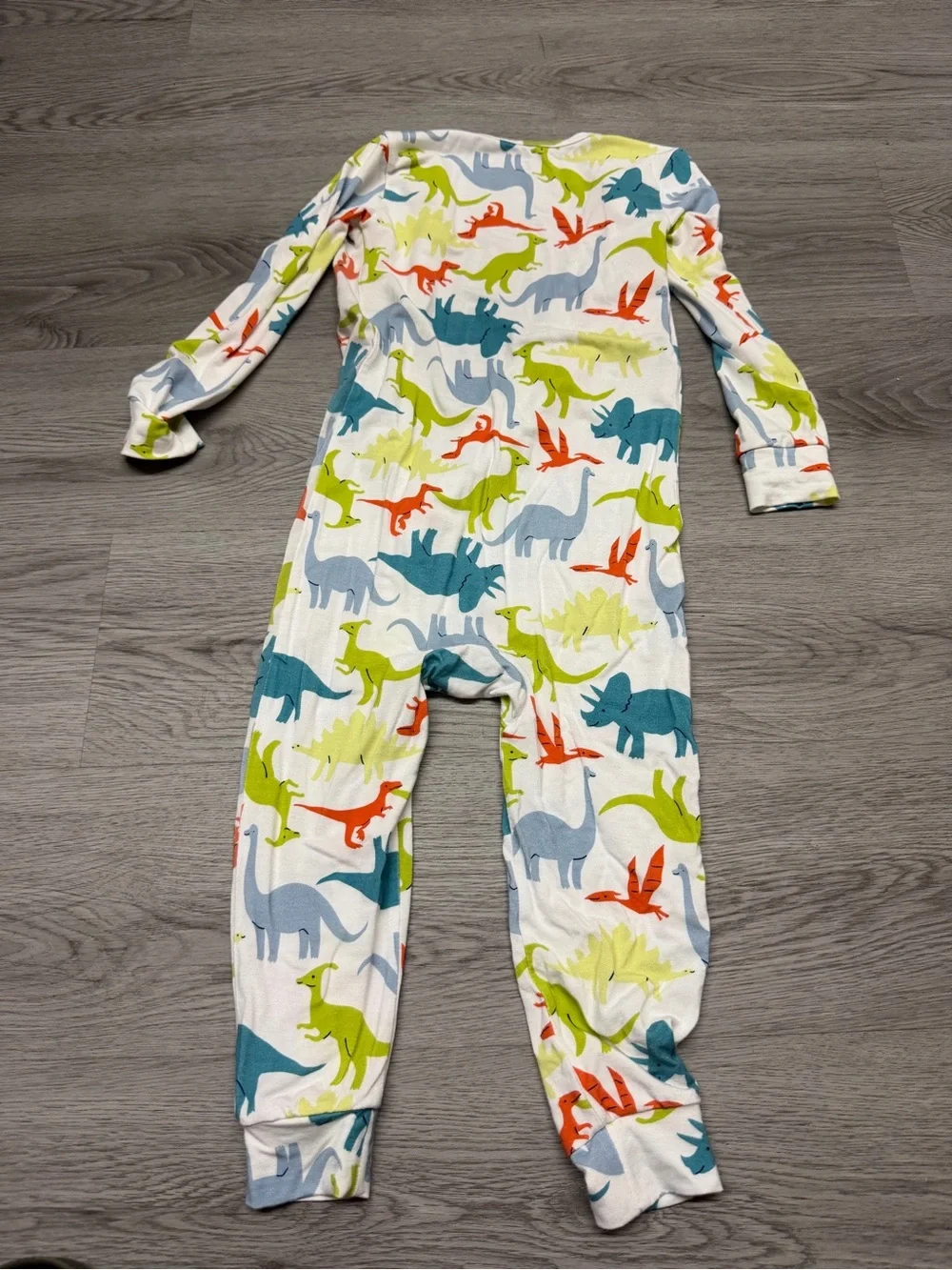 Quince Kids White Dinosaur One-Piece Pajamas - Multicolor Dino Print 2T